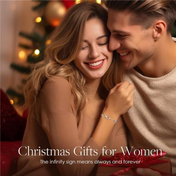 Sterling Silver Infinity Heart Bracelet Women Adjustable Crystal Charm Jewelry - Picture 3 of 7